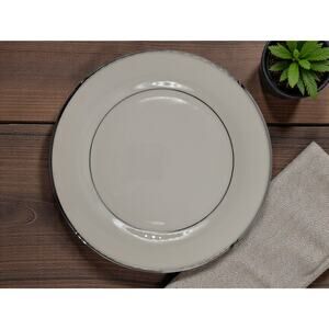 Lenox Solitaire Dinner Plate Ivory Bone China Platinum Trim USA 10 3/4